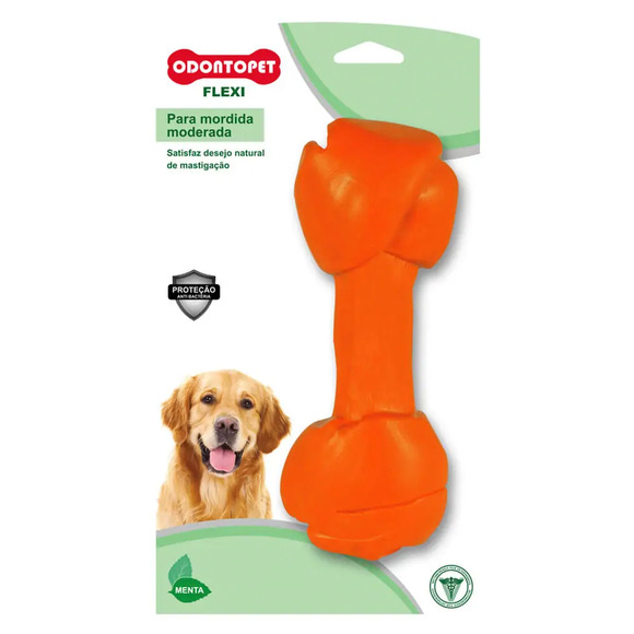 Brinquedo Osso Flexi Bone Laranja Odontopet Até 22 kg