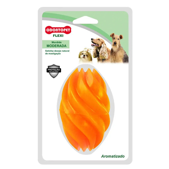 Bola Americana Flexi Bone Laranja Odontopet Até 15 kg