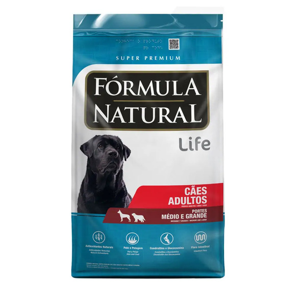 Ração Fórmula Natural Life Para Cães Adultos Médio e Grande 15 kg