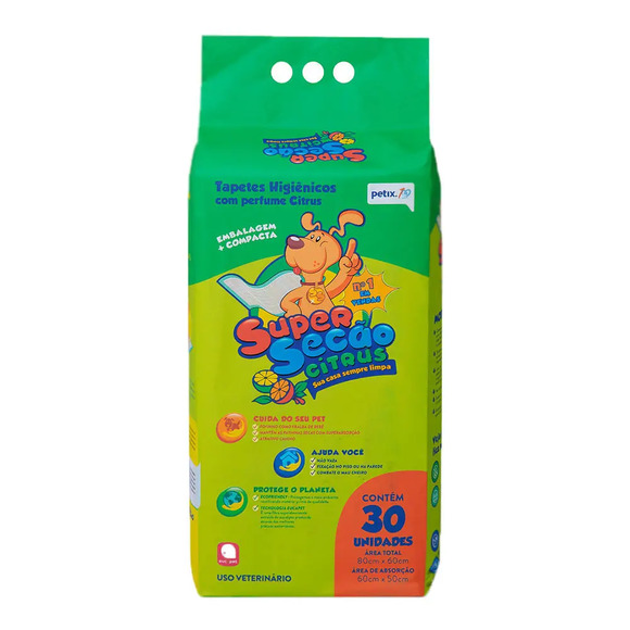 Tapete Higiênico Super Secão Citrus Petix 30 unidades
