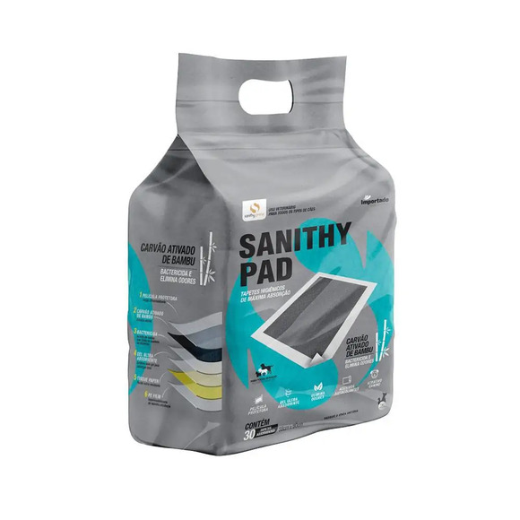 Tapete Hig Para Cães Sanithy Pad Carbono 30 unidades