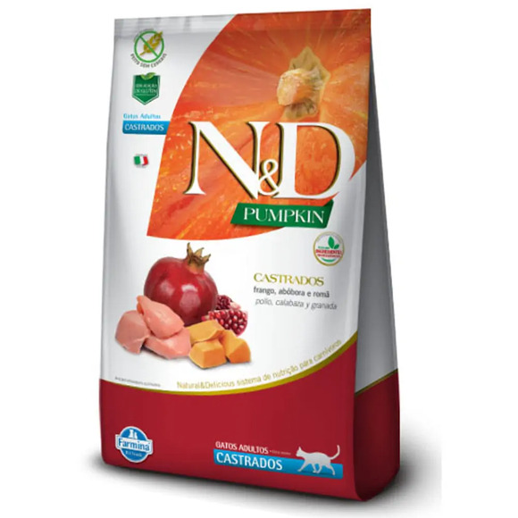 Ração N&D Pumpkin Gatos Adultos Castrados Frango 1,5 Kg