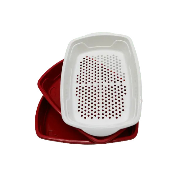 Bandeja Higiênica Cat Clean Furba Com 3 Peças Vermelho Único