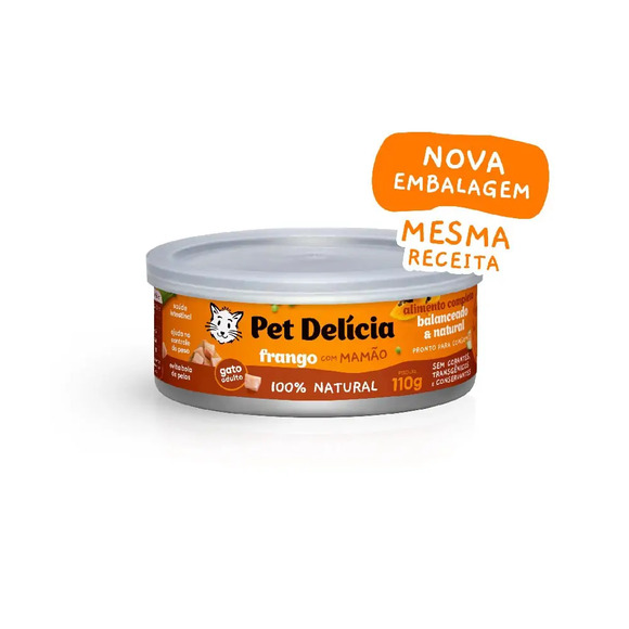Ração Úmida Pet Delícia Gatos Frango com Mamão 110 g