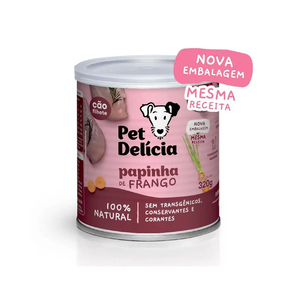 Ração Úmida Pet Delícia Cães Filhotes Papinha de Frango 320 g
