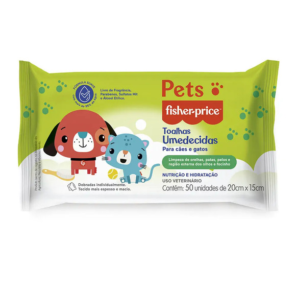 Toalhas Umedecidas Pets para Cães e Gatos Fisher-Price