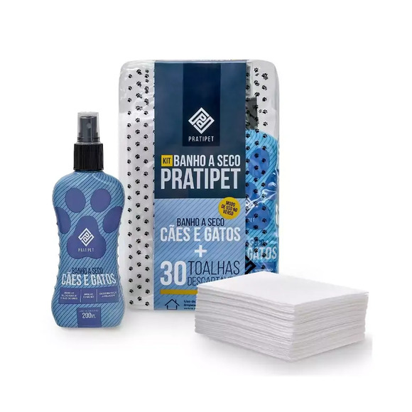 Kit Passeio 30 Toalhas 20x30 + 01 Banho a Seco 200ml - Pratipet Único