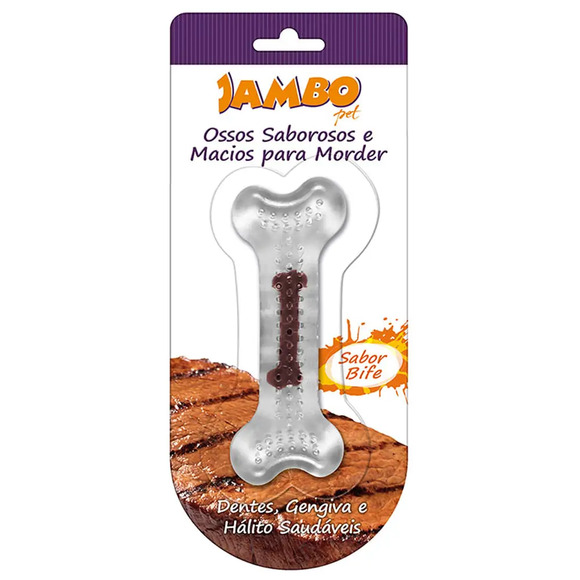 Brinquedo Osso Silicone Boninho Carne Jambo Pequeno