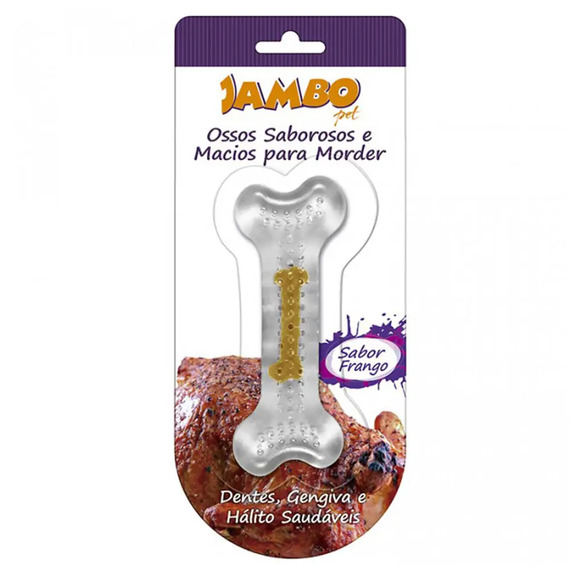 Brinquedo Osso Silicone Boninho Frango Jambo G