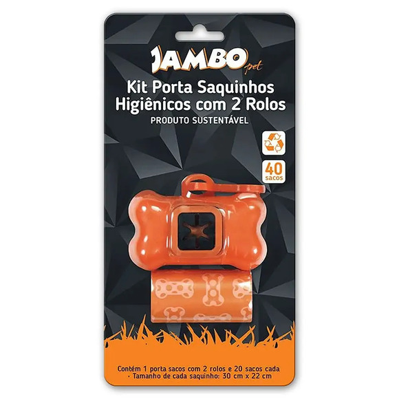 Kit Porta Sacos com 2 Rolos Basic Jambo Laranja Único
