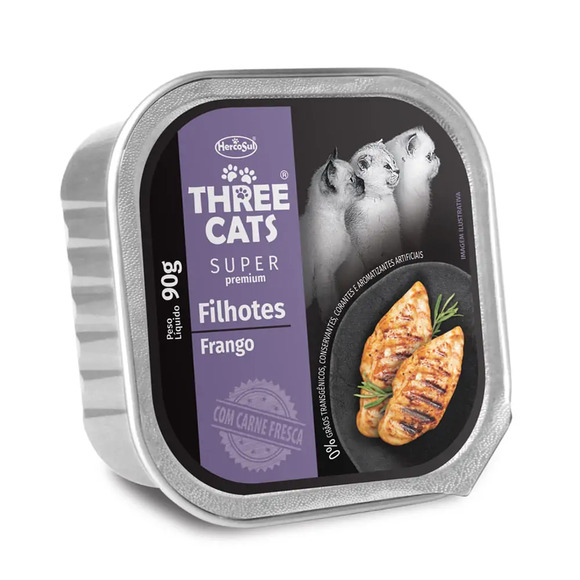 Ração Úmida Three Cats Patê Filhotes Frango 90 g