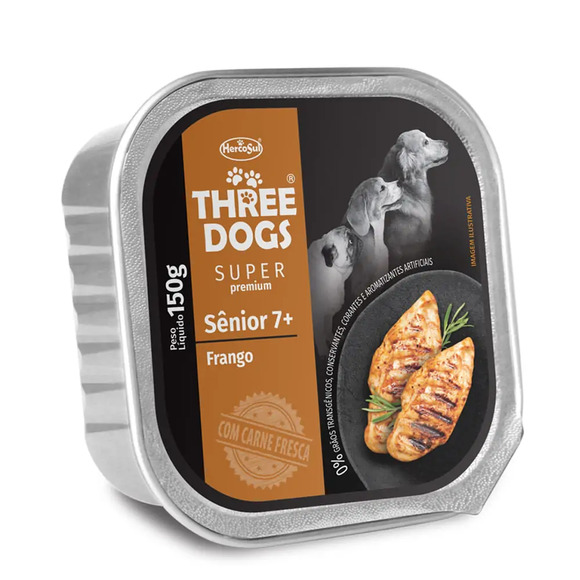 Ração Úmida Three Dogs Patê Sênior Frango 150 g