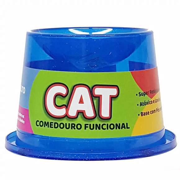 Comedouro Alto Antiformiga 250 ml Glitter Gatos - Azul 250 ml