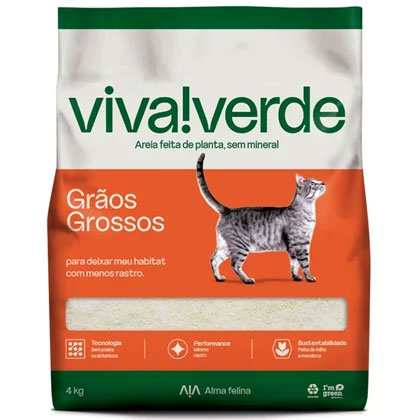 Areia Higienica Viva Verde Graos Grossos 4kg