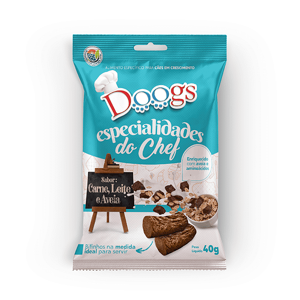 Bifinho Doogs Esp. Do Chefe Filhotes Carne, Leite E Aveia 40 Grs