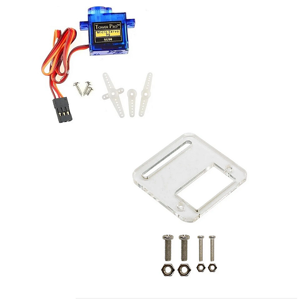 1 X SUPORTE ACRÍLICO PARA SERVO SG90 + 1 SERVO SG90