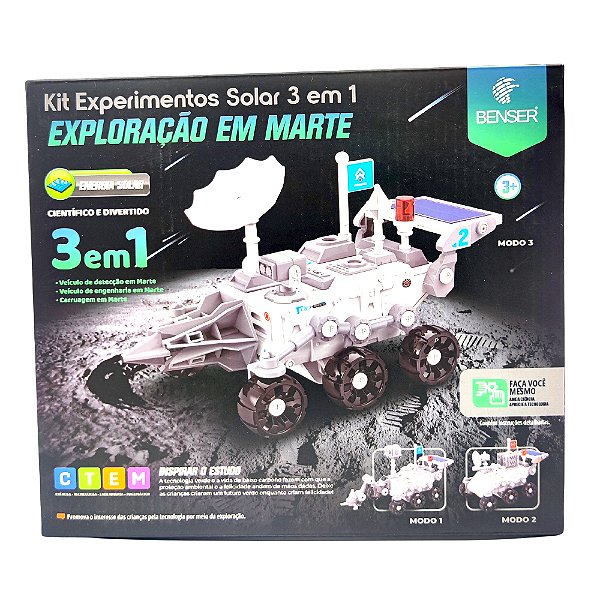 KIT EXPERIMENTOS SOLAR 3 EM 1 - EXPLORAÇÃO EM MARTE - COM INMETRO COM MANUAL EM PORTUGUES