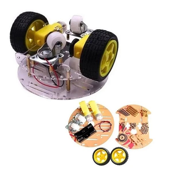 Kit Chassi Redondo 2 Rodas 2wd Robô Diy