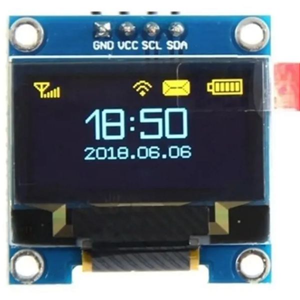 DISPLAY LCD OLED I2C 0.96" AZUL COM AMARELO Y/B SSD1306