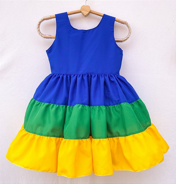 Vestido infantil Tricolor - Meu Brasil rumo ao Hexa especial copa -  Tagarela Kids - Vestido infantil