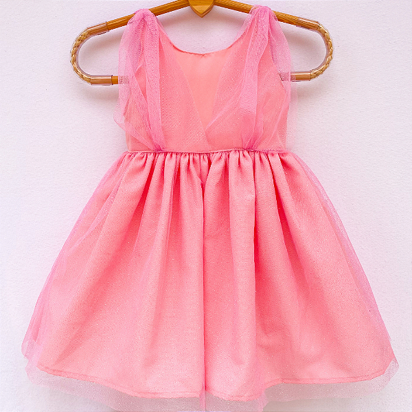 Vestido infantil - Explosão de glitter rosa clarinho