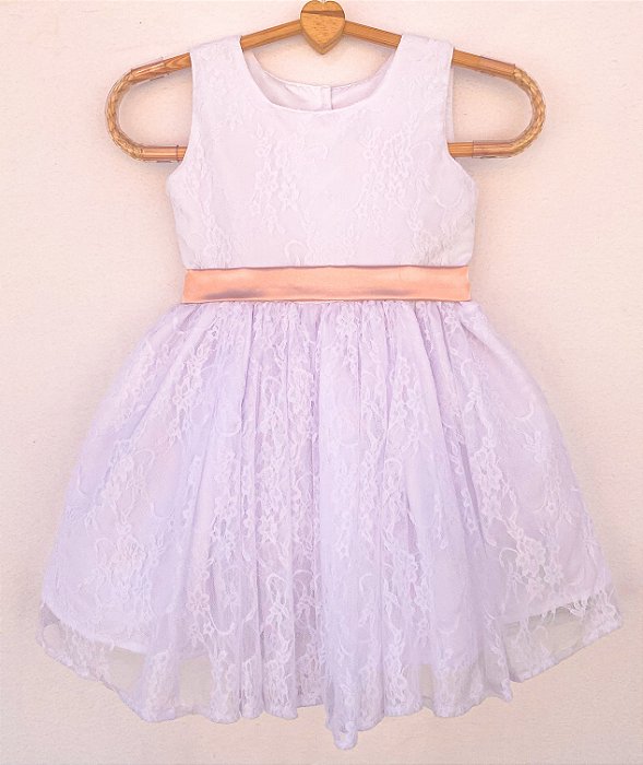 Vestido infantil Clássico em renda branco