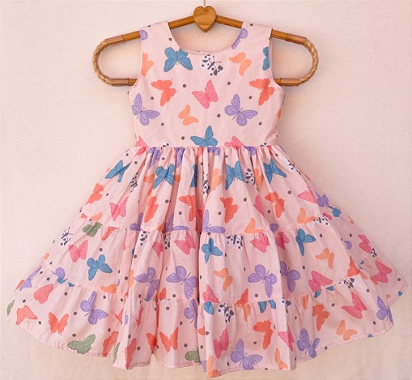 Vestido infantil Coleção Alegria - Cores com borboletas