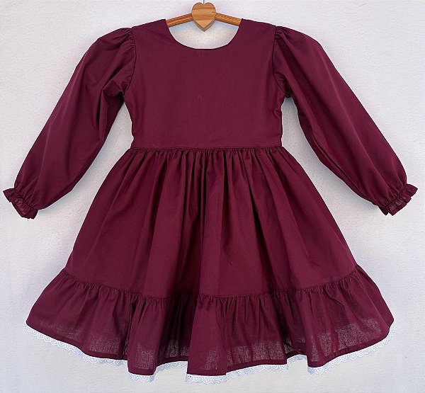 Vestido infantil Coleção de inverno Abraço - Abraço quentinho marsala