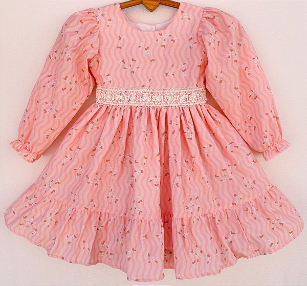 Vestido infantil Coleção de inverno Abraço - Aconchego Rosa