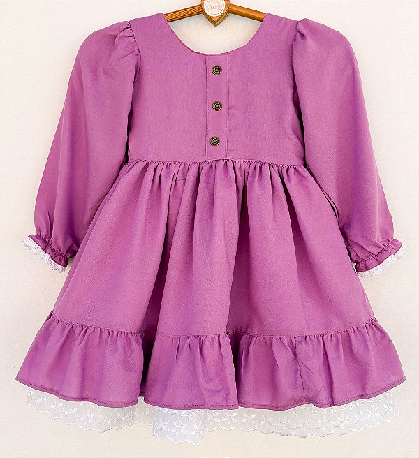Vestido infantil Coleção de inverno Abraço - Abraço apertado Roxo