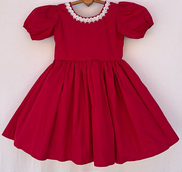 Vestido infantil Coleção Colorê - Vermelho cor de natal