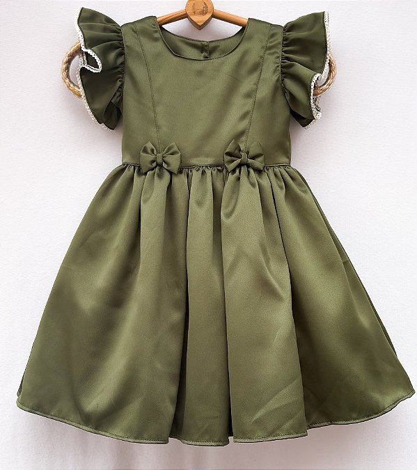 Vestido infantil Coleção Colorê - Verde Oliva