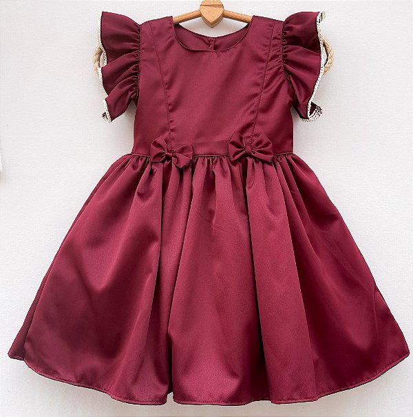 Vestido infantil Coleção Colorê - Vermelho marsala
