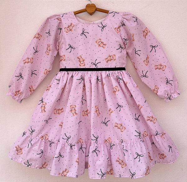 Vestido infantil Coleção Como Criança - Inverno com ursos