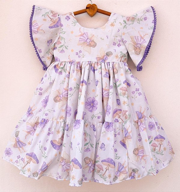 Vestido infantil Coleção Como Criança - Infância com as fadas lilás