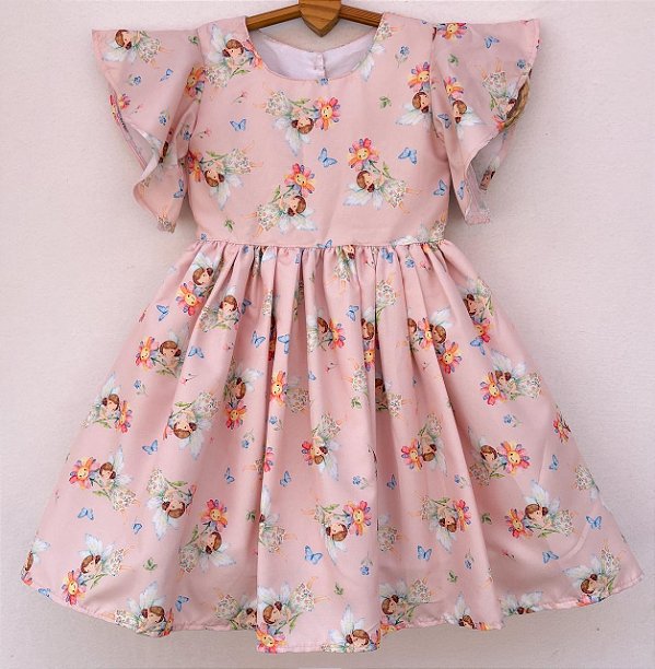 Vestido infantil Coleção Como Criança - Margaridas coloridas com fadas