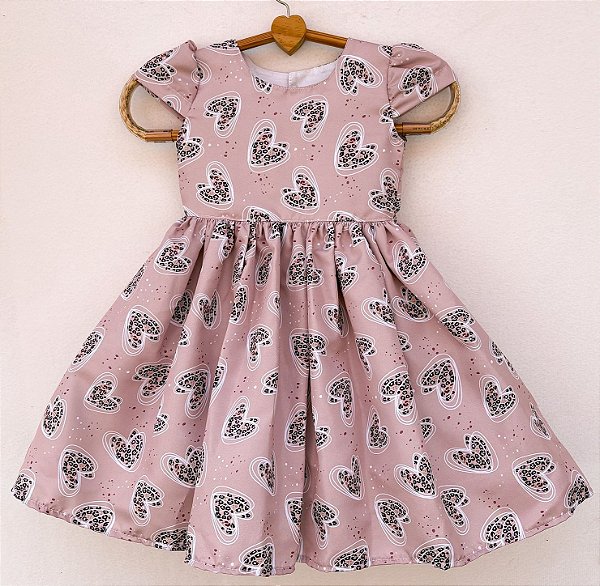 Vestido infantil Coleção Como Criança - Coração de onça