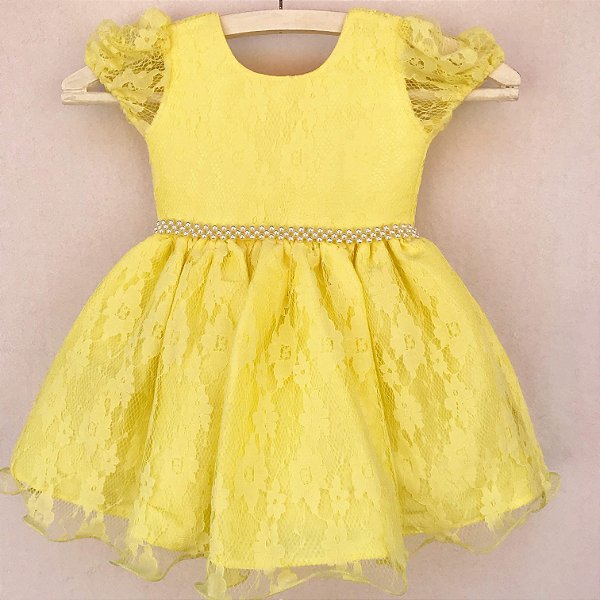 vestido amarelo infantil luxo