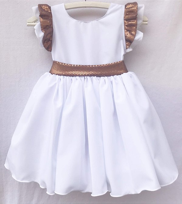 vestido infantil branco com dourado