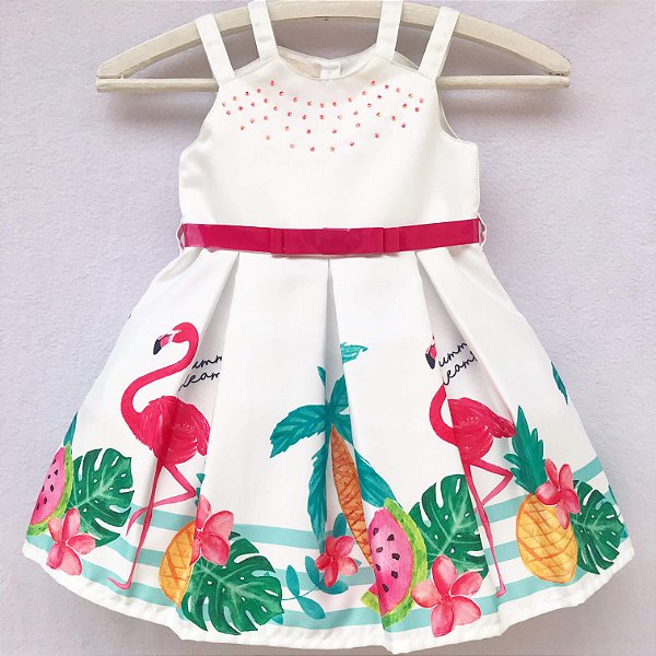 vestido infantil flamingo