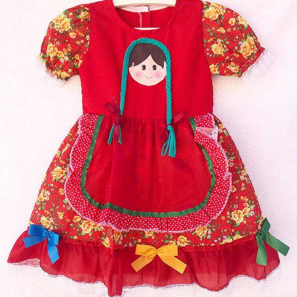 vestido festa junina infantil vermelho