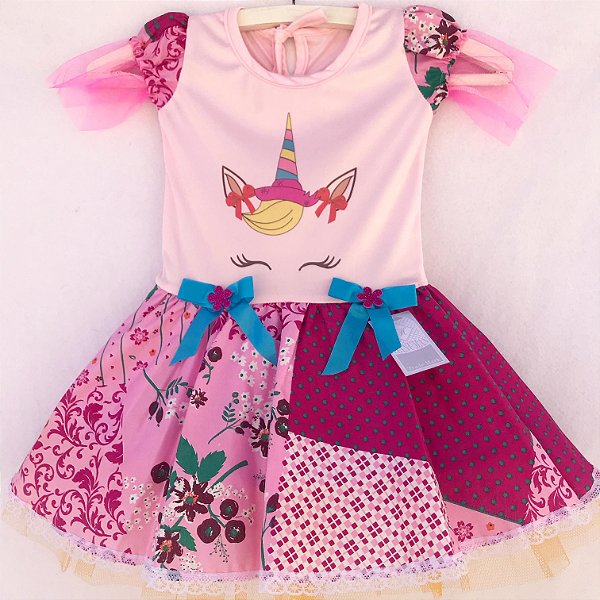vestido festa junina unicornio