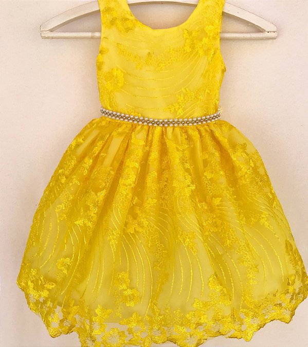 vestido amarelo infantil de festa