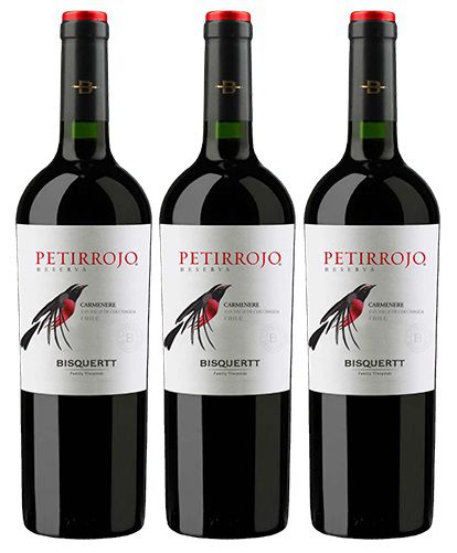 Kit 3 Vinhos Bisquertt Petirrojo Carménère - 750ml