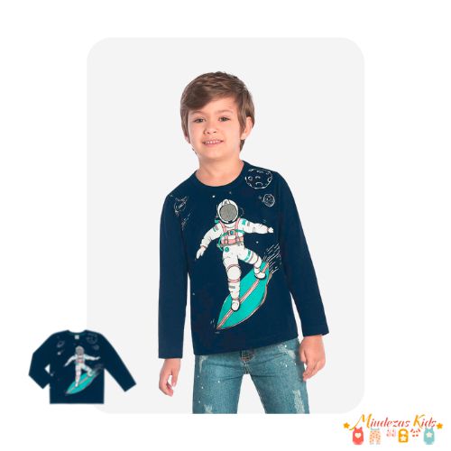 Camiseta em meia malha Astronauta Rovitex blk23k