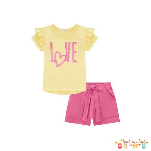 Conjunto de Blusa em Meia Malha e Shorts em Molevisco Infanti blk23k