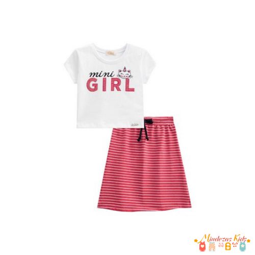 Boxy em meia malha e saia em cotton fio tinto blk24k