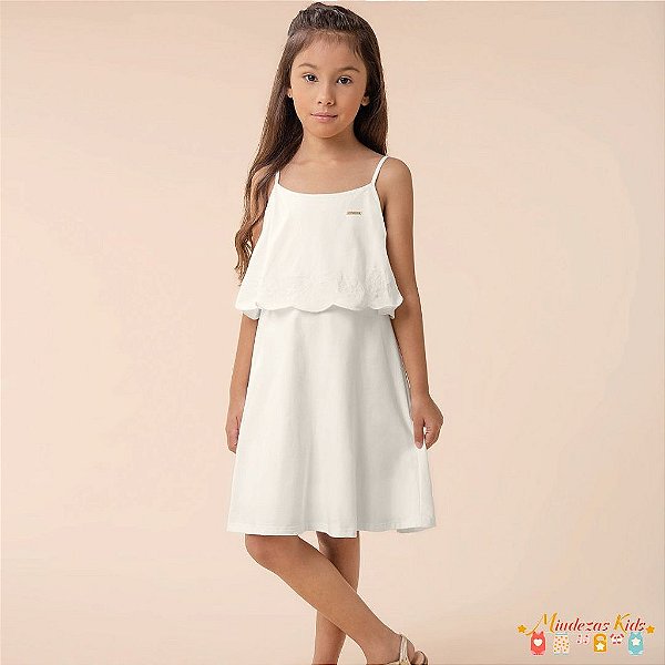 Vestido Alça Fina branco Carinhoso blk23k