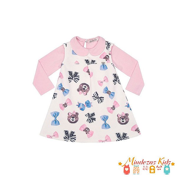 Conjunto Vestido e Body Ursinhas Le Petit Kukiê Baby blk23K