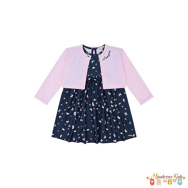 Vestido em Fly Tech e Bolero em malha Le Petit Kukie Baby blk23k